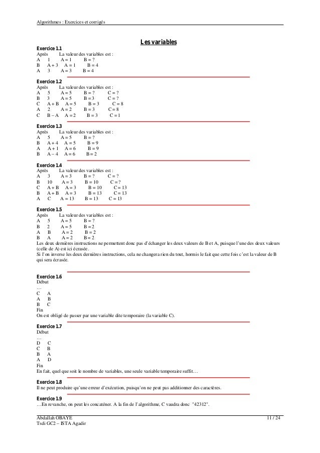 exercices corrigs code ascii